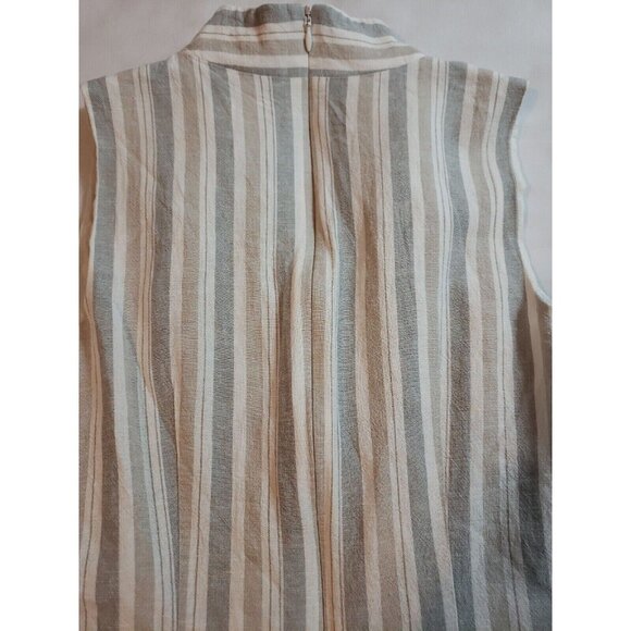 Striped Sleeveless Linen Blend Dress With Tassel Details By Eliza J Size 0 - Picture 16 of 16